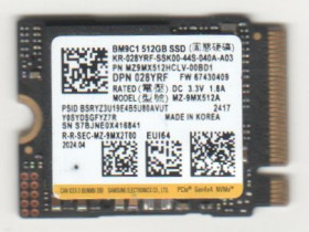 Твердотільні SSD-накопичувачі Твердотельные SSD-накопители ^/--/^ SSD диск 12 Samsung BM /--/ 9 /--/ C /--/ 1 512 /--/ GB PCIe NVMe 4.0 x /--/ 4 форм фактор M.2 2230 - фото фото фото
