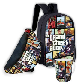 Рюкзаки, сумки Рюкзаки, сумки ^/--/^ Набор детский GTA Grand Theft Auto  рюкзак 36 /--/ х /--/ 27 /--/ см сумка-бананка,кружка с принтом для мальчика (0164 ^_^^^ Набір дитячий GTA Grand Theft Auto рюкзак 36 /--/ х /--/ 27 /--/ см сумка-бананка,гуртка з принтом для хлопчика (1651) - фото фото фото