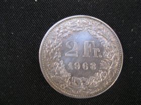 Швейцарія Швейцария ^/--/^ Швейцария 2 франка 1968 год ^_^^^ Швейцарія 2 франки 1968 - фото фото фото