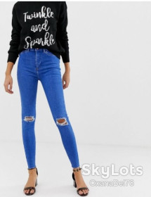 Жіночі Женские ^/--/^ Женские синие рваные джинсы Hallie Disco с высокой посадкой New look uk 10 S ^_^^^ Жіночі сині рвані джинси Hallie Disco з високою посадкою New look uk 10 S - фото фото фото