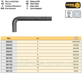 Ключі Ключи ^/--/^ Ключ шестигранний тип L HEX М 17 мм VOREL-56170 ^_^^^ Ключ шестигранный тип L HEX М 17 мм VOREL-56170 - фото фото фото
