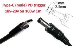 Інше Другое ^/--/^ Кабель-переходник триггер PD 18-20 /--/ v Type-C (max 5 /--/ a, 100 /--/ w) на 5.5 /--/ x /--/ 2.5 /--/ mm 1 /--/ m з USB Type-C (male) Power  - фото фото фото