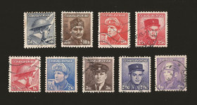 Чехословаччина Чехословакия ^/--/^ Чехословакия 1945 Воины / Герои Сопротивления 9 марок, гашёные ^_^^^ Чехословаччина 1945 Воїни / Герої Опору 8 марок, гашені - фото фото фото