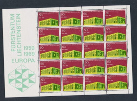 Інше Другое ^/--/^ Лихтенштейн Европа СЕПТ 1969 Лист ^_^^^ Ліхтенштейн Європа СЕПТ 1969 Ліст - фото фото фото