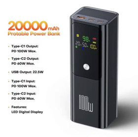 Зовнішні акумулятори (Power Bank) Внешние аккумуляторы (Power Bank) ^/--/^ Повербанк 100 /--/ W 20000 /--/ mAh з LED-дисплеєм для ноутбуків та смартфонів (Чорний) ^_^^^ Повербанк 100 /--/ W 20000 /--/ m Ah с LED-дисплеем для ноутбуков и смартфонов (Черный) - фото фото фото