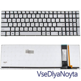 Клавіатури Клавиатуры ^/--/^ Клавиатура для ноутбука ASUS (G /--/ 550, N /--/ 550, N /--/ 750 series) rus, silver, подсветка клавиш, без фрейма ^_^^^ Клавіатура для ноутбука ASUS (G /--/ 550, N /--/ 550, N /--/ 750 series) rus, silver, підсвічування клавіш, без фрейму - фото фото фото