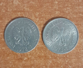 - року - года ^/--/^ 20 грошей Польша Лот 2 шт 1972 1973 Polska 20 groszy ^_^^^ 20 денег Польша Лот 2 шт 1972 1973 Polska 20 groszy - фото фото фото