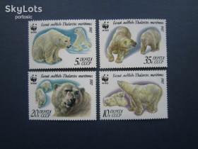СРСР - СССР - ^/--/^ 4 марки повна серія СРСР 1987 фауна білий ведмідь WWF MNH ^_^^^ 4 марки полная серия СССР 1987 фауна белый медведь WWF MNH - фото фото фото