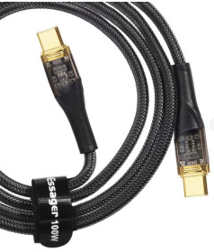 Кабелі та перехідники Кабели и переходники ^/--/^ Кабель Essager Interstellar Transparent Design USB Charging Cable Type C to Type C 100 /--/ W 2 м Black - фото фото фото