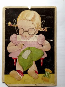 СРСР СССР ^/--/^ Открытка Девочка шьёт 1945 /--/ г. ^_^^^ Дівчинка шиє 1945 /--/ р. - фото фото фото