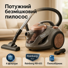 Пилососи Пылесосы ^/--/^ Контейнерний пилосос циклонного типу Rainberg RB-653 4200 /--/ W ^_^^^ Контейнерная пылесос циклонного типа Rainberg RB-653 4200 /--/ W - фото фото фото