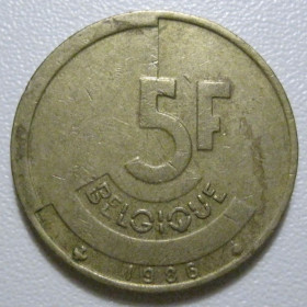 Бельгія Бельгия ^/--/^ Бельгія 5 франків 1986 року BELGIQUE #39700 ^_^^^ Бельгия 5 франков 1986 года BELGIQUE #39700 - фото фото фото
