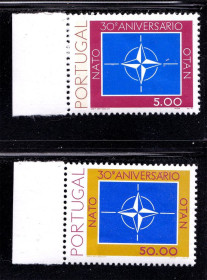 Португалія Португалия ^/--/^ Португалия  1979 г MNH -  марка + блок - НАТО - 2 /--/ а скана ^_^^^ Португалія 1979 MNH - марка + блок - НАТО - 2 /--/ а скана - фото фото фото