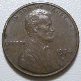 Обігові Обиходные ^/--/^ США 1 цент 1974 року D #40012 ^_^^^ США 1 цент 1974 года D #40012 - фото фото фото
