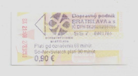 Талони і квитки Талоны и билеты ^/--/^ Талоны Билет на проезд общественный транспорт Словакия Братислава 0,90 евро 60 минут (гаш.) ^_^^^ Талони Квиток на проїзд громадський транспорт Словаччина Братислава 0,90 євро 60 хвилин (гаш.) - фото фото фото