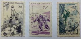 Франція Франция ^/--/^ Франция 1956 Спорт, баскетбол, регби, альпинизм, гашеные  (КЦ=2,8 евро) ^_^^^ Франція 1956 Спорт, баскетбол, гашена - фото фото фото
