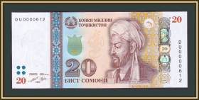 Таджикистан Таджикистан ^/--/^ Таджикистан 20 сомони 2021 P-25  (25 /--/ d) UNC ^_^^^ Таджикистан 20 сомоні 2021 P-25 (25 /--/ d) UNC - фото фото фото