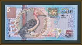 Сурінам Суринам ^/--/^ Суринам 5 гульденов 2000 P-146 UNC ^_^^^ Сурінам 5 гульденів 2000 P-146 UNC - фото фото фото