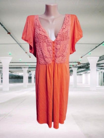 Туніки Туники ^/--/^ 3 /--/ XL-5 /--/ XL Коралловая туника Evans, трикотажная блузка с кружевами, большой размер, Румыния ^_^^^ 3 /--/ XL-5 /--/ XL Коралова туніка Evans, трикотажна блузка з мережевами, великий розмір, Румунія - фото фото фото
