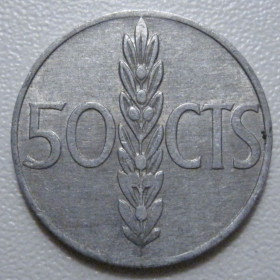 Іспанія Испания ^/--/^ Іспанія 50 сентимів 1966  (1967) року 41697 ^_^^^ Испания 50 сентимов 1966 (1967) года 41697 - фото фото фото