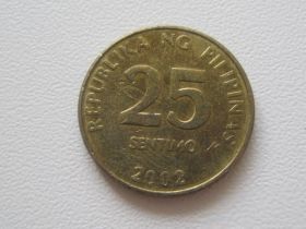 Філіппіни Филиппины ^/--/^ Филиппины 25 сентимо 2002 года 27398 ^_^^^ Філіппіни 25 вересня 2002 року 27398 - фото фото фото