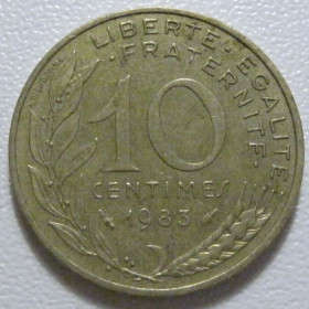 Франція Франция ^/--/^ Франція 10 сантимів 1983 року 1379 ^_^^^ Франция 10 сантимов 1983 года 1379 - фото фото фото