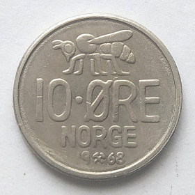 Норвегія Норвегия ^/--/^ Норвегія 10 ере, 1968 ^_^^^ Норвегия 10 эре, 1968 - фото фото фото