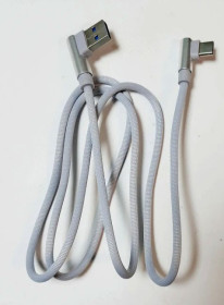 Кабелі Кабели ^/--/^ Кабель USB — Type-C з функцією швидкого заряджання ткане обплетення кутовий USB to Type-C сірий 1 м тих упак ^_^^^ Кабель USB — Type-C с функцией быстрого заряжания тканет обплетение угловой USB to Type-C серый 1 м тех упак - фото фото фото
