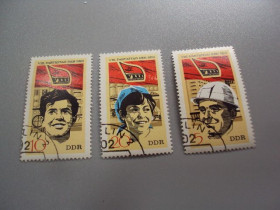 НДР, ФРН ГДР, ФРГ ^/--/^ марки Германия ГДР 1971 VIII съезд СЕПГ лот 3 шт гаш №9663 ^_^^^ марки Німеччина НДР 1971 VIII з'їзд СЄПГ лот 3 шт гаш No /--/ 9663 - фото фото фото