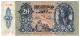 Угорщина Венгрия ^/--/^ Угорщина Венгрия 20 пенго 1941  (н /--/ 36) ^_^^^ Угорщина 20 пенго 1941 (н /--/ 36) - фото фото фото