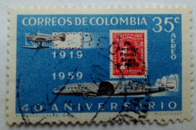 Південна Америка Южная Америка ^/--/^ Колумбия 1959 Почтовый авиа сервис, 35 /--/ С, гашеная ^_^^^ Колумбія 1959 Поштовий авіа сервіс, 35 /--/ С, гашена - фото фото фото
