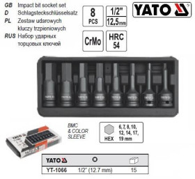 Викрутки Отвертки ^/--/^ Набор насадок ударных YATO HEX 1/2 8 штук YT-1066 ^_^^^ Набір насадок ударних YATO Польща HEX 1/2&amp;quot; 8 штук YT-1066 - фото фото фото