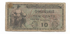 США США ^/--/^ США 10 центов 1951 1954 военный сертификат ^_^^^ США 10 центів 1951 1954 військовий сертифікат - фото фото фото