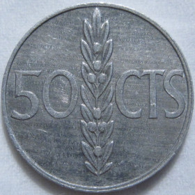 Іспанія Испания ^/--/^ Іспанія 50 сентимів 1966  (1967) року #6 /--/ П /--/ 1784 ^_^^^ Испания 50 сентимов 1966 (1967) года #6 /--/ П /--/ 1784 - фото фото фото