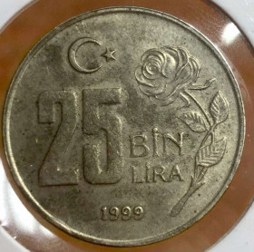Туреччина Турция ^/--/^ (S) Туреччина. 25 лір 1999 р.   (S) ^_^^^ (S) Турция. 25 лир 1999 г. (S) - фото фото фото