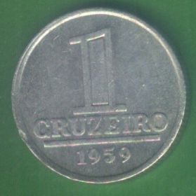 Бразилія Бразилия ^/--/^ Бразилия 1 крузейро 1959 г. ^_^^^ Бразилія 1 крузейро 1959 - фото фото фото