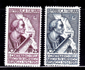 Італія, Ватикан Италия, Ватикан ^/--/^ Италия  1954 г  MNH  - Америго Веспуччи ^_^^^ Італія 1954 MNH - Амеріго Веспуччі - фото фото фото