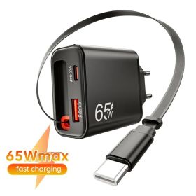 USB адаптери USB адаптеры ^/--/^ Зарядний пристрій зі швидкою зарядкою 65 Вт та вбудованим кабелем Type-C ^_^^^ Зарядное устройство со быстрой зарядкой 65 Вт и встроенным кабелем Type-C - фото фото фото
