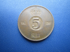 Швеція Швеция ^/--/^ Монета 5 ере Швеція 1962 ^_^^^ Монета 5 эре Швеция 1962 - фото фото фото
