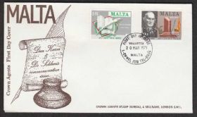 Європа Европа ^/--/^ Мальта 1971 ПИСАТЕЛИ ЛИТЕРАТОРЫ ЛИТЕРАТУРА ПРОСВЕЩЕНИЕ ОБРАЗОВАНИЕ КНИГОПЕЧАТАНИЕ КПД Mi.420-421 ^_^^^ Мальта 1971 — письменники літератури просвітлення книговказу Mi.420-421 - фото фото фото