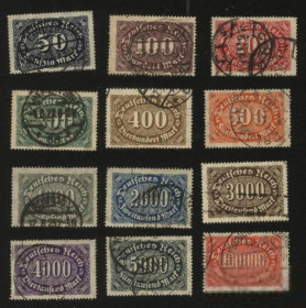 Веймарська республіка Веймарская республика ^/--/^ Германия Reich 1922 г. № 246-257 серия гашеная ^_^^^ Німеччина Reich 1922 р. No 246-257 серія гашена - фото фото фото