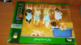 Пазли, мозаїки Пазлы, мозаики ^/--/^ Пазлы &amp;quot;Danko Toys&amp;quot; 1000 шт. &amp;quot;bathing cat  and dogs&amp;quot; Некомплект. ^_^^^ Пазли &amp;quot;Danko Toys &amp;quot; 1000 шт. &amp;quot;bathing cat and dogs &amp;quot; Некомплект. - фото фото фото