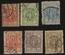 Польща Польша ^/--/^ Польша 1920 г №  147-152 серия гашеная ^_^^^ Польща 1920 р No 147-152 серія гашена - фото фото фото