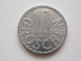 Австрія Австрия ^/--/^ Австрия 10 грошей 1981 года 19938 ^_^^^ Австрія 10 грошей 1981 року 19938 - фото фото фото