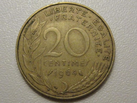 Франція Франция ^/--/^ Франция 20 сантимов 1964 года 38106 ^_^^^ Франція 20 сантимів 1964 38106 - фото фото фото