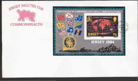 Європа Европа ^/--/^ Джерси 1984 ПОЧТОВАЯ КОНФЕРЕНЦИЯ ПОЧТА ГОСУДАРСТВЕННЫЕ ФЛАГИ СИМВОЛИКА КПД Bl.3 Mi.323 ^_^^^ Джерсі 1984 Поштова конференція пошта державні прапори символіка ККД Bl.3 Mi.323 - фото фото фото