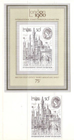Великобританія Великобритания ^/--/^ ZM Великобритания 1980 г  MNH - блок + марка ^_^^^ ZM Великобританія 1980 MNH - блок + марка - фото фото фото