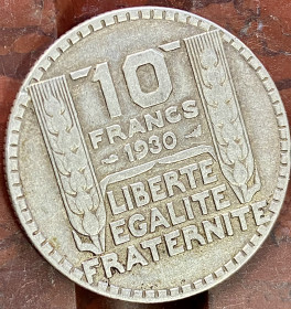 Франція Франция ^/--/^ Франція.  10 франків 1930 р. ^_^^^ Франция. 10 франков 1930 г. - фото фото фото