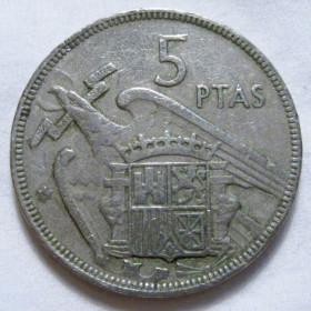 Іспанія Испания ^/--/^ Іспанія 5 песет 1957 року #6 /--/ П /--/ 1865 ^_^^^ Испания 5 песет 1957 года #6 /--/ П /--/ 1865 - фото фото фото