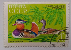 СРСР - СССР - ^/--/^ СССР 1970 Заповедник Сихотэ-Алинский, утки, мандаринка, гашеная ^_^^^ СРСР 1970 Заповідник Сіхоте-Алинський, качки, мандаринка, гашена - фото фото фото